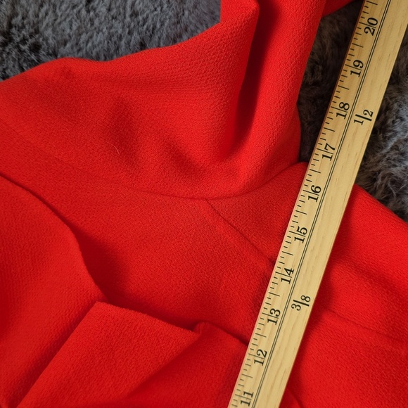 Stunning Oscar de la Renta Red Long-Sleeve Jacket  two-way zip front Blazer SZ 4 - Picture 10 of 13